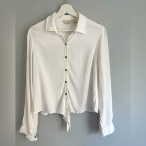 J. Jill Tie Front Button Down Top white size S